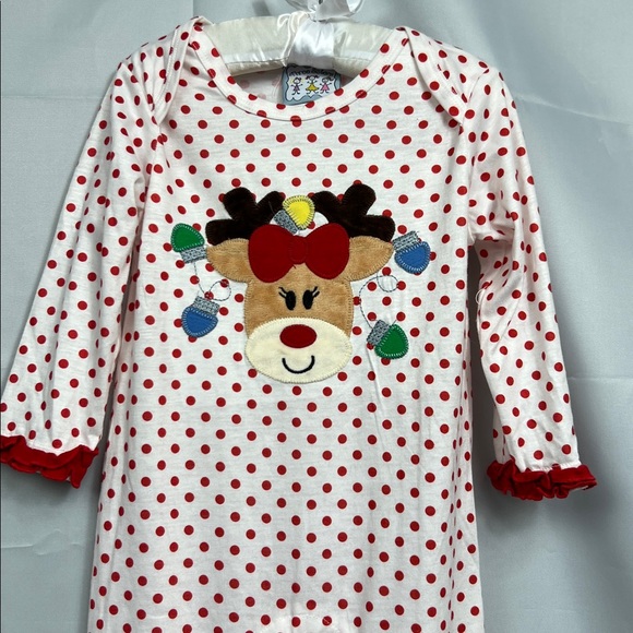 Three Sisters Red and white Rudolph polkadot romper size 18 months - Picture 2 of 13